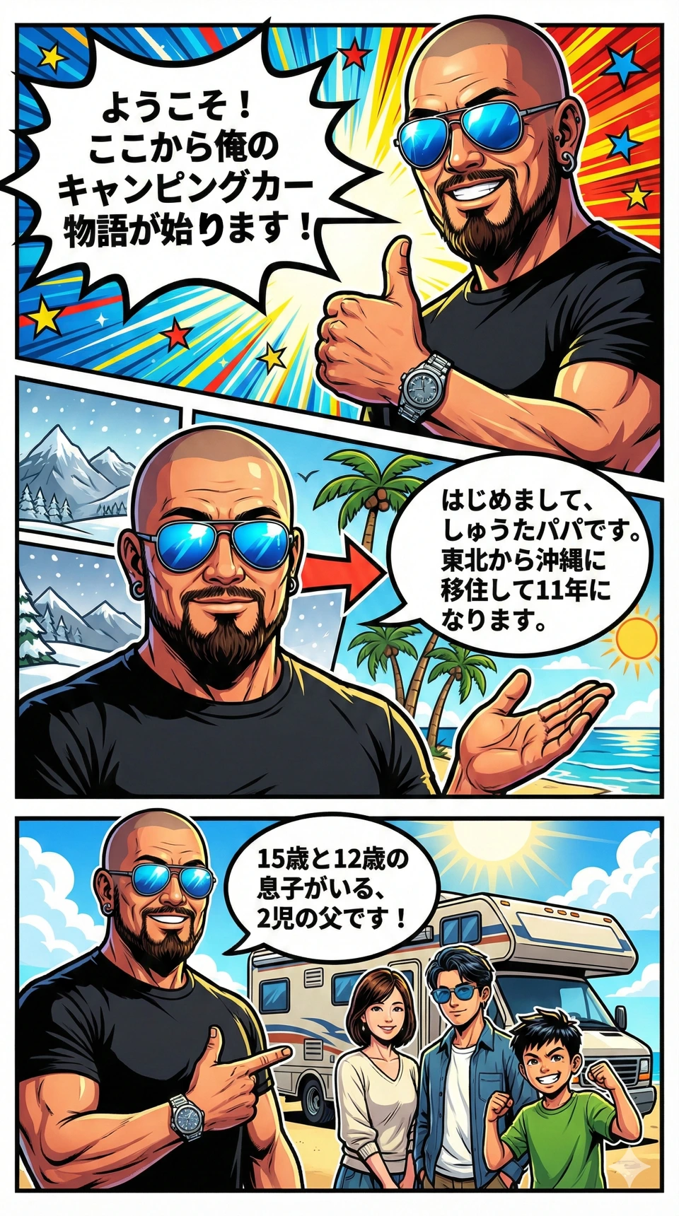 1ページ目：しゅうたパパと家族の自己紹介